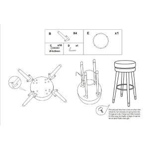 Mauro Ferretti taburet de bar Paris Ø 35x74 cm gri negru