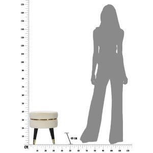 Mauro Ferretti taburet Paris Ø 35x40.5 cm crem negru