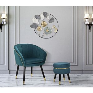 Mauro Ferretti Hocker Paris Ø 35x40,5 cm petrol schwarz