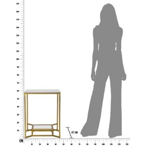 Mauro Ferretti Beistelltisch Double Marble 47x47x60 cm gold weiß