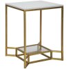 Mauro Ferretti Beistelltisch Double Marble 47x47x60 cm gold weiß