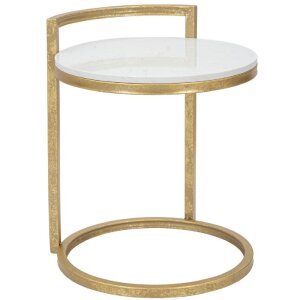 Mauro Ferretti Beistelltisch Marmor Rund 40x43x50 cm gold...