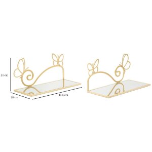 Mauro Ferretti suport de perete fluture set 2 piese 41.5x18x21 cm aur