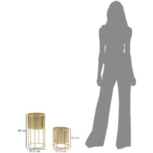 Mauro Ferretti Blumenständer Golvy 2er-Set Ø 21x40 und 19x22 cm gold