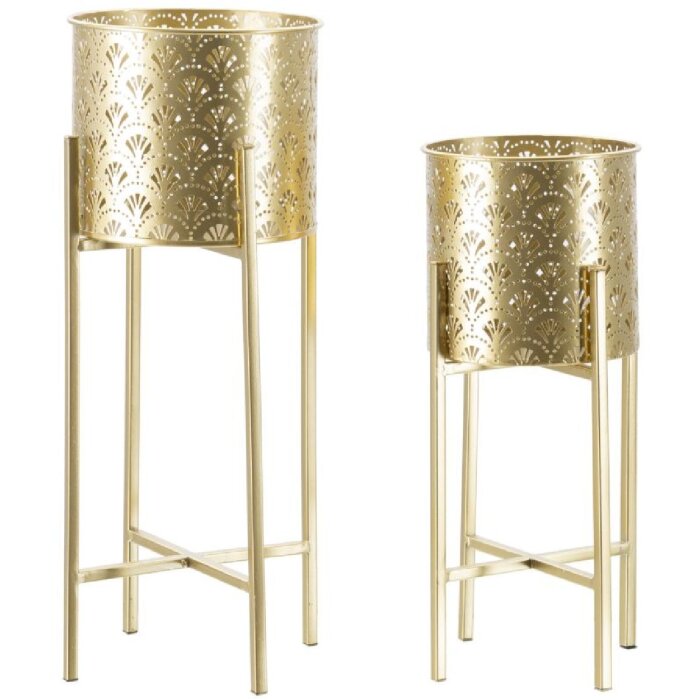 Mauro Ferretti Blumenständer Golvy 2er-Set Ø 21x52 und 19x42 cm gold