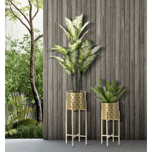 Mauro Ferretti Blumenständer Golvy 2er-Set Ø 21x52 und 19x42 cm gold