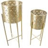 Mauro Ferretti Blumenständer Golvy 2er-Set Ø 21x52 und 19x42 cm gold
