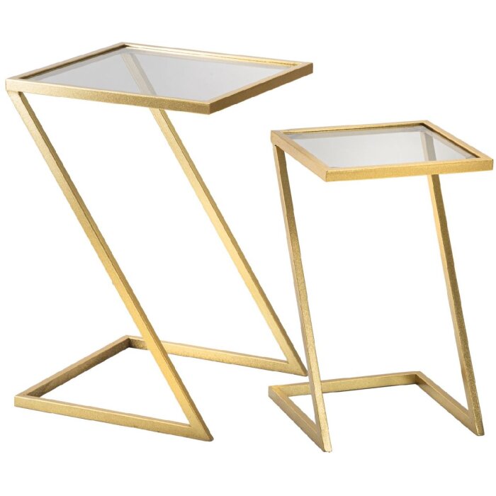 Mauro Ferretti Beistelltische Z 2er Set 40x40x60 und 30x30x50 cm gold