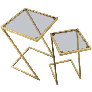 Mauro Ferretti Beistelltische Z 2er Set 40x40x60 und 30x30x50 cm gold