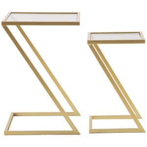 Mauro Ferretti Beistelltische Z 2er Set 40x40x60 und 30x30x50 cm gold