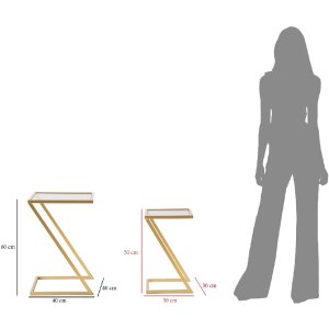 Mauro Ferretti Beistelltische Z 2er Set 40x40x60 und 30x30x50 cm gold