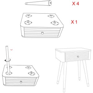 Mauro Ferretti Matera Matera noptieră 45x32x62 cm alb maro