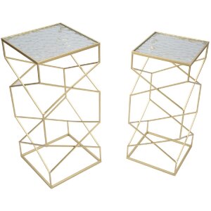 Mauro Ferretti Beistelltisch Set Glassy 2tlg 31,5x31,5x68...