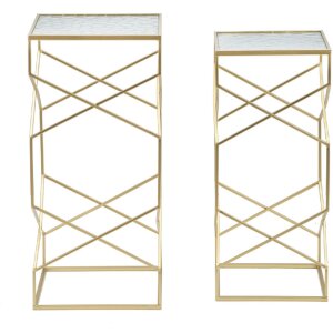 Mauro Ferretti set masă laterală Glassy 2pcs 31,5x31,5x68 și 28x28x64 cm aur