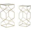 Mauro Ferretti set masă laterală Glassy 2pcs 31,5x31,5x68 și 28x28x64 cm aur