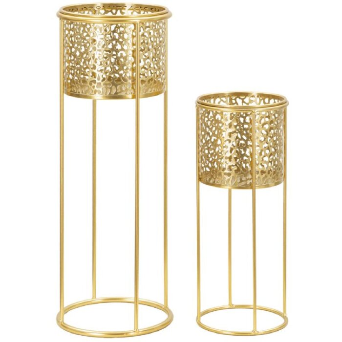 Mauro Ferretti Blumenständer Nat 2er-Set Ø 17x46 und Ø 14x34 cm gold