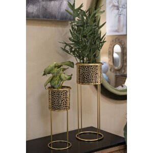 Mauro Ferretti Blumenständer Nat 2er-Set Ø 17x46 und Ø 14x34 cm gold