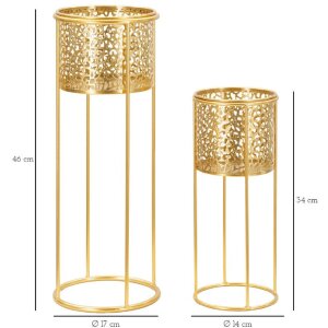 Mauro Ferretti Blumenständer Nat 2er-Set Ø 17x46 und Ø 14x34 cm gold
