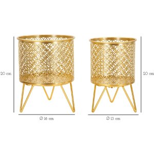 Mauro Ferretti Blumenständer Ceci 2er-Set Ø 16x20 und 13x20 cm gold