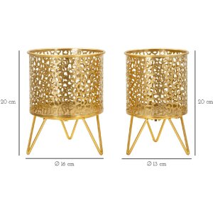 Mauro Ferretti Blumenständer Piny 2er-Set Ø 16x20 und 13x20 cm gold