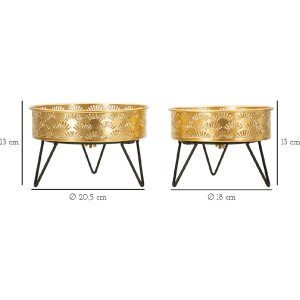 Mauro Ferretti Zanny suport de flori set de 2 Ø 20.5x13 și 18x13 cm aur negru