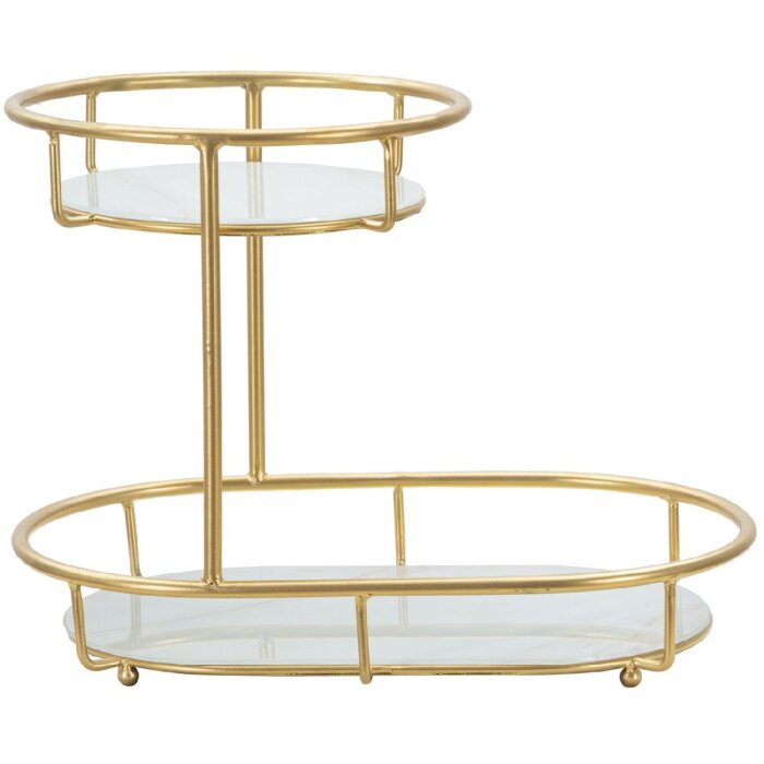 Mauro Ferretti castron decorativ 2 niveluri 36x22.5x27 cm aur