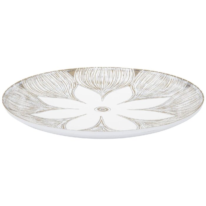 Mauro Ferretti tavă decorativă Atene Polyresin White Wash Ø 35.5x4.4 cm Boho Chic