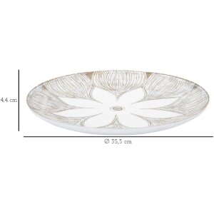 Mauro Ferretti tavă decorativă Atene Polyresin White Wash Ø 35.5x4.4 cm Boho Chic