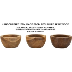 Tray Erusi Simple Teak Ø 15x9,5 cm Braun Recyceltes Teakholz Handgefertigt