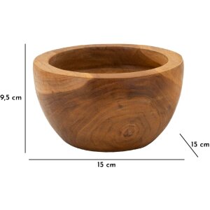 Tray Erusi Simple Teak Ø 15x9,5 cm Braun Recyceltes Teakholz Handgefertigt