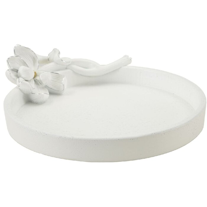 Mauro Ferretti Castron decorativ Magnolia 24x21x6 cm alb