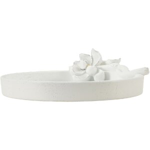 Mauro Ferretti Castron decorativ Magnolia 24x21x6 cm alb