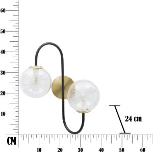 Mauro Ferretti lampă de perete 2 lumini E14 36x24x45 cm auriu negru