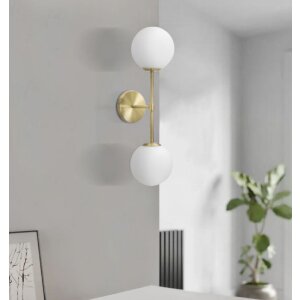 Mauro Ferretti Wandleuchte Glamy Doppel E14 15x21x55 cm gold weiß