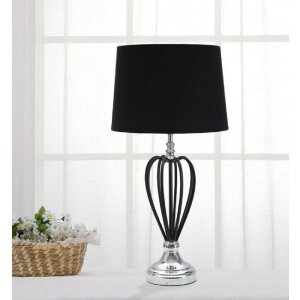Mauro Ferretti Darky lampă de masă argint E27 Ø 28x56 cm negru argintiu