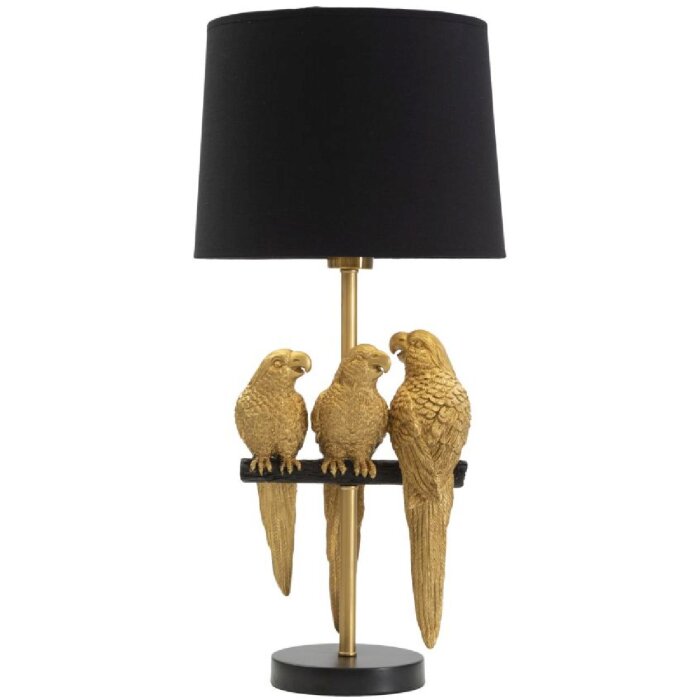 Mauro Ferretti lampă de masă papagali E27 Ø 30x62,5 cm negru auriu
