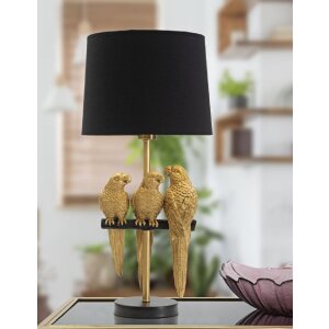 Mauro Ferretti lampă de masă papagali E27 Ø 30x62,5 cm negru auriu