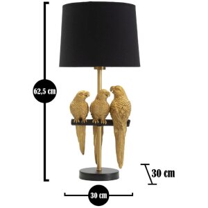 Mauro Ferretti lampă de masă papagali E27 Ø 30x62,5 cm negru auriu