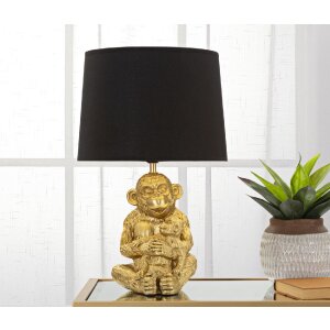 Mauro Ferretti Tischlampe Affenmama E27 Ø 30x49 cm gold schwarz