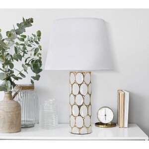 Mauro Ferretti lampă de masă Glam Carv E27 Ø 34.5x56 cm aur alb