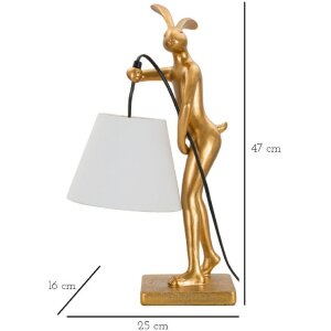 Mauro Ferretti Tischleuchte Kaninchenbestand E14 26x16x47 cm gold weiß