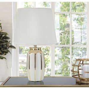 Mauro Ferretti Tischleuchte Cassy E27 Ø 25x40,5 cm weiß gold
