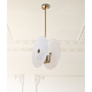 Luminoare de tavan Mauro Ferretti din sticla, E14, dimensiuni 35x18x80 cm, aur alb