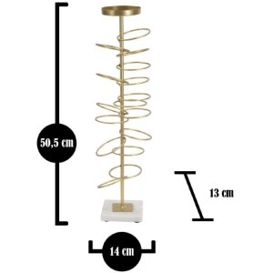 Mauro Ferretti Kerzenhalter Ringe14x13x50,5 cm goldfarben weiß