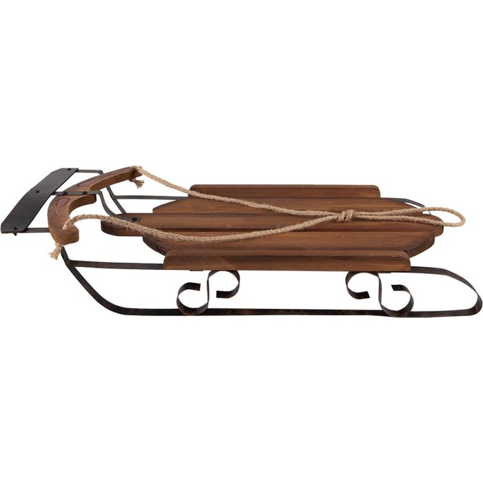 Clayre & Eef Decorative Sleigh Wood Iron Brown 71x39x14 cm Vintage Style