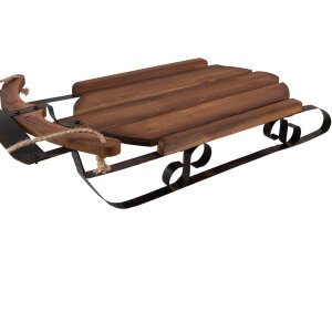 Clayre & Eef Dekoschlitten Holz Eisen Braun 71x39x14...