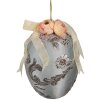 Clayre & Eef Pandantiv decorativ Egg Blue Ø15x21 cm Decor de primăvară cu model floral