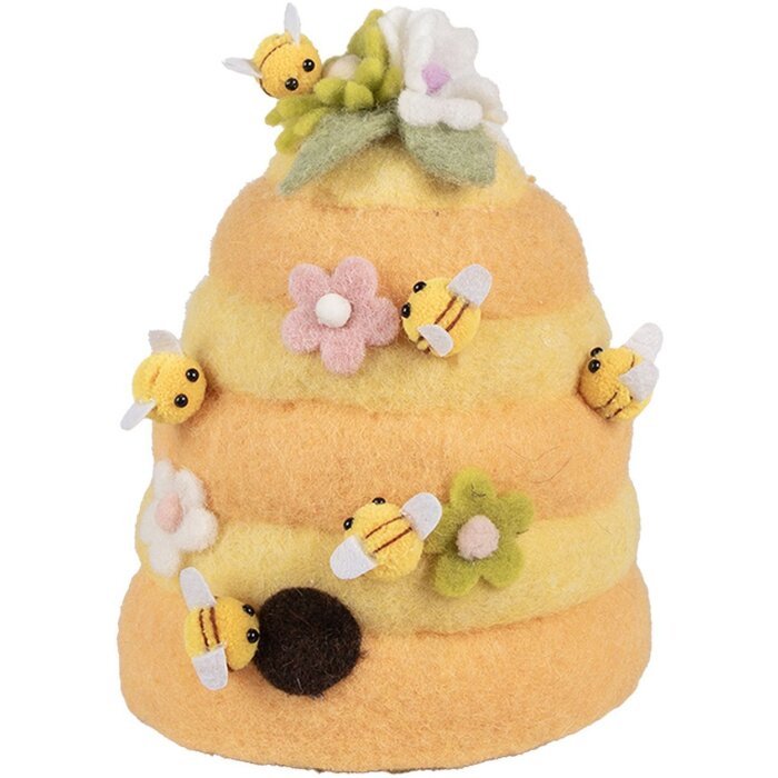 Clayre & Eef stup decorativ cu albine Ø16x21 cm textile stil țară