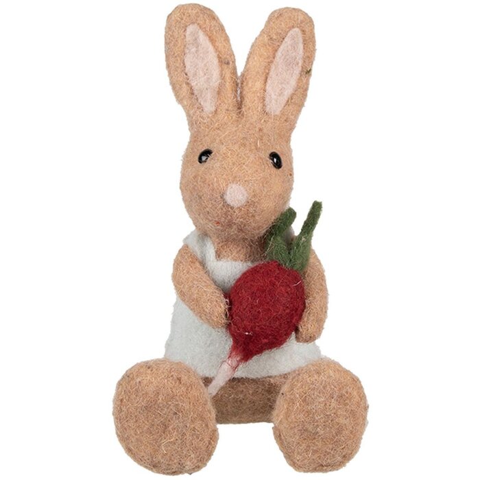 Clayre & Eef Iepure decorativ cu ridichi maro 10x10x19 cm