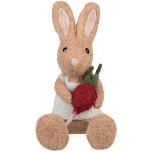 Clayre & Eef Deko Kaninchen mit Radieschen Braun...